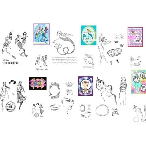 Mermaid girl Clear Silicone Stamp / seal for DIY Scrapbooking / Album Decorative Clear Stamp Sheets A505