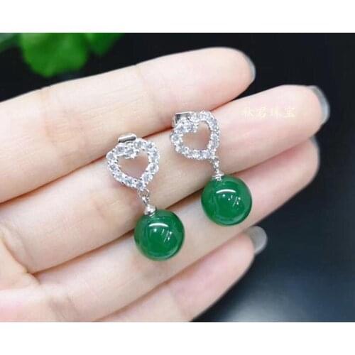 Various natural chalcedony S925 sterling silver inlaid earrings and heart-shaped Agate Earrings