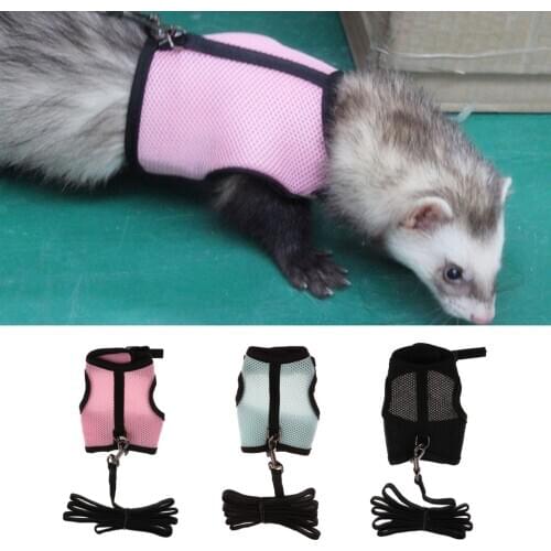 Adjustable Ferret Harness/Baby Rabbit/Squirrel/Hamster Rat Mouse Leash Lead Rope