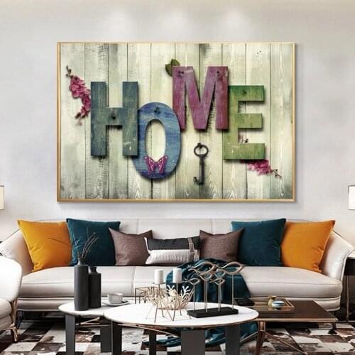 Family Canvas Painting with Colorful Slogan Letters and Words, Poster and Printed Wall Art Chalkboard for Home Decor