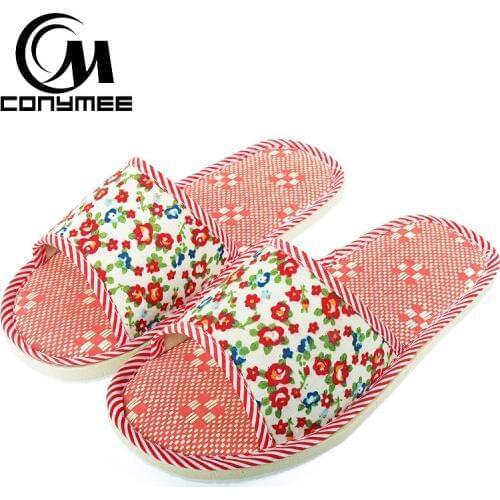 QYM-PMSH Home Slippers Women Summer Indoor Floor Casual Shoes Couple Lightweight Soft Linen Slipper Ladies Men Flax Flip Flops