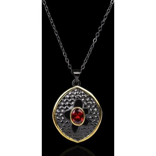 CIZEVA Jewelry Vintage Female Pendant Necklace Hollow Black Gold Cubic Zirconia Sweater Chains Choker Italy Jewelry Gift