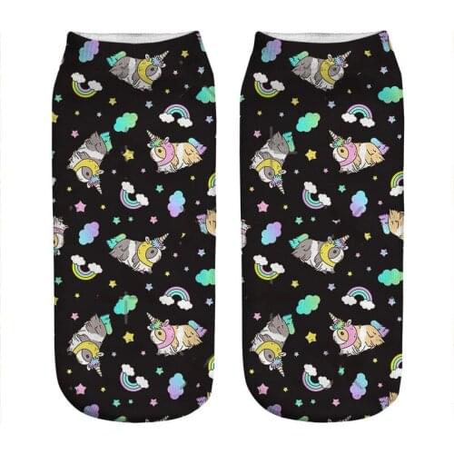 Womens socks kawaii Guinea pig Pattern black Printed Socks Woman harajuku Happy Funny Novelty cute girl gift Socks for women