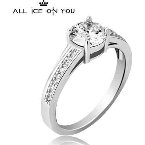 Classical Real Gold Plated Luxury 925 Sterling Silver 1CT D Color Moissanite VVS1 Jewelry Wedding Diamond 6 4law Ring Women Gift