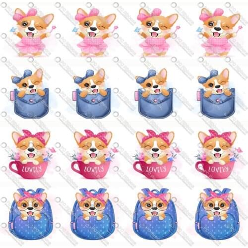 1-1/2" Cartoon Cute Corgi Dog Printed Custom Design Ribbons for DIY Crafts Hair Bow 3" Lanyard/Satin /Grosgrain Ribbon CA226