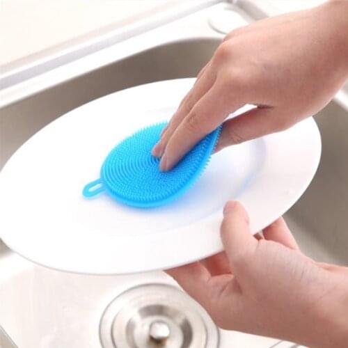 1/4 Pieces Magnic Silicone Dish Sponge Washing Brush Scrubber Household Cleaning Sponges Brushes Cleaning Sponge Kitchen Tools