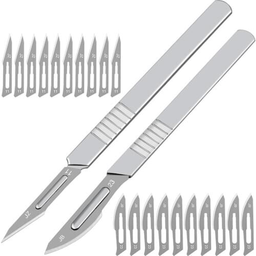 10Pcs 11#23# Surgical Scalpel Blades Carbon Steel Sculpting Knives +1Pc Handle DIY Cutting Tool PCB Repair Animal Surgical Knife
