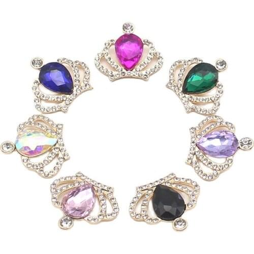 10pcs/lot 31.5*28.5MM Crown Sewing Button for Handicraft Diy Accessories Decorative Rhinestone for Clothing Craft for Supplies