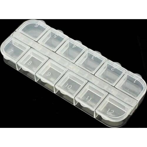 12 Checks Empty Nail Art Decorations Storage Case / Box with Independent Covers rhinestone case organizer