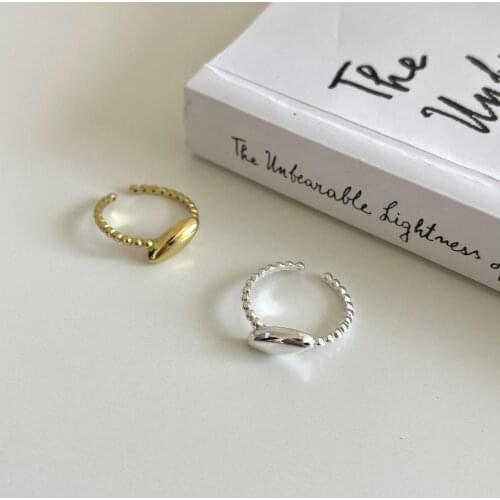 18K Gold Punk real. Authentic 925 Sterling silver Beads &Olive Bead Oval Ring Jewelry C-J1669