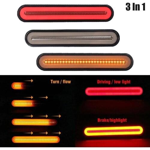 2PCS Sequential Turn Signal Lights for Car Auto 3 In1 Neon Directional LED Lamp Trailer Truck Additional Brake Tail Light