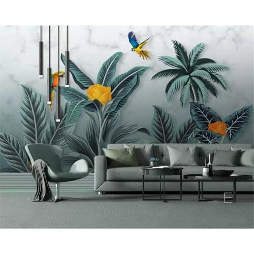 Beibehang custom three-dimensional wallpaper 3d wallpaper Nordic small fresh tropical rainforest banana leaf garden background