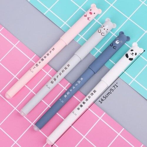 4pcs Kawaii Cartoon Gel Pen Erasable 0.35mm Fine Nibs School Office Stationery Random