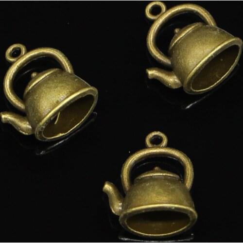 42pcs Antique Bronze Plated teapot kettle Charms for Jewelry Making DIY Handmade Pendants 20*17*10mm