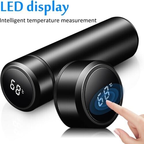 500ml Thermos Cup 304 Stainless Steel Vacuum Insulating Mug Smart LED Touch Screen Temperature Display Hot Water Bottle