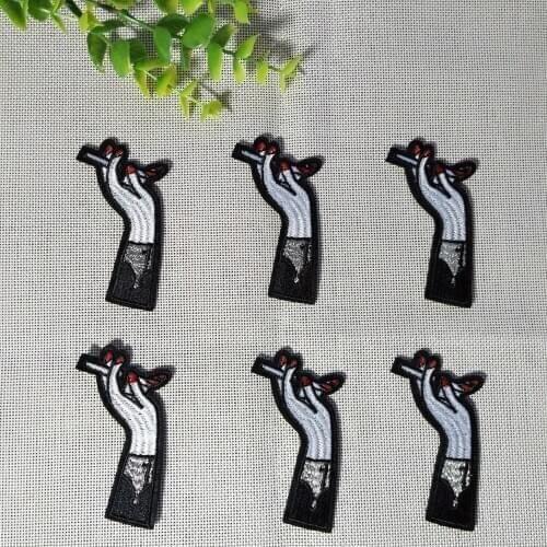 6pcs/lot Hand Pattern Applique Embroidered Iron on Fabric Patches For Clothes Bag Cap Sticker Diy Craft Repair Decoration