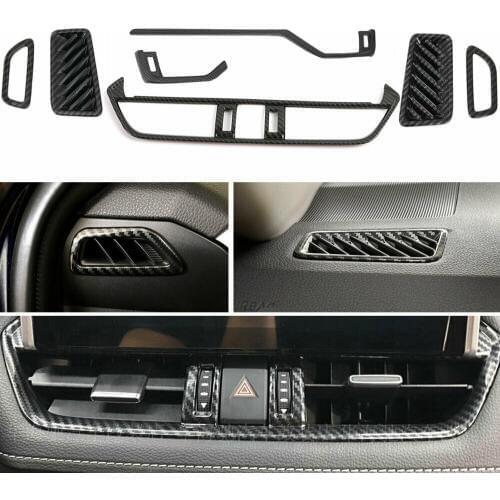 7pcs Carbon Fiber Style Car Air Vent Outlet Cover Trim Fit For Toyota RAV4 2019 2020
