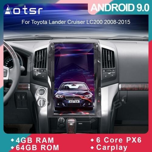 Android 9.0 16" Tesla style Car GPS navigation for Toyota Land Cruiser LC200 2008-2015 auto radio Coche stereo Multimedia player