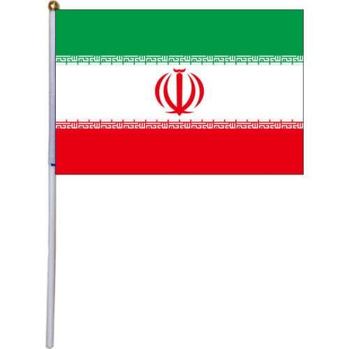 Free shipping xvggdg 100pcs 14 * 21cm Small iran Hand Waving National Flag Polyester iran hand Flag