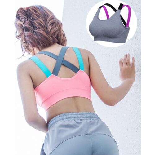 Push Up Running Womens Yoga Sports Bra XL Cross Straps Wireless Padded Comfy Underwear Active Wear Fitness Top Gym Accessories
