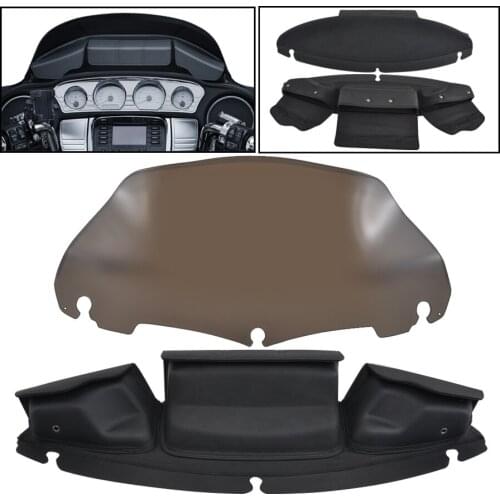 Motorcycle 9" Three-Pocket Fairing Pouch Windshield Bag w/ Windshield For Harley Electra Street Glide Touring Bike 2014-2018 17