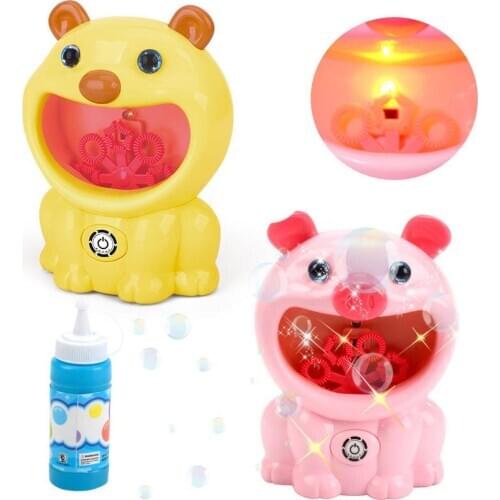 Kids Cartoon Pig Bear Dog Light Music Electric Water Bubble Blower Machine Toy Party Prop perfect gifts for children