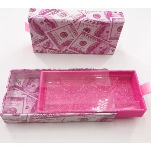 Dollar Butterfly Eye Lash Box with Clear Tray for 25mm Mink Lashes Fluffy Strip Lashes Dollar Case