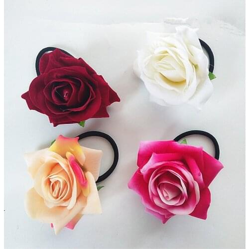 Girls Floral Elastic Hair Bands High Quality Gum For Hair Accessories For Children Rubber Bands Luxury Flower Scrunchy