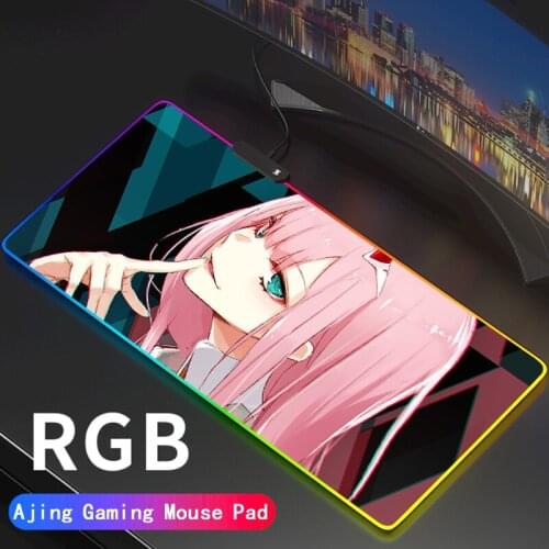 Darling In The Franxx Gaming RGB Mouse Pad Large Zero Two LED Mousepad RGB Backlit Mause Pad for PC Desk Mice Mat Support DIY
