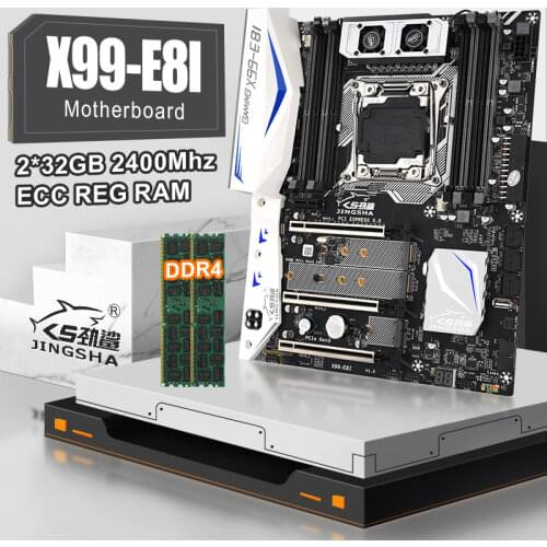 JINGSHA X99 E8I Motherboard Set With DDR4 32GB ECC REG RAM Intel XEON E5 LGA2011-3 NVME USB3.0 ATX Server Support Turbo boost