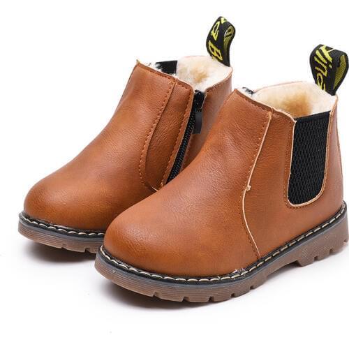 Beautiful Winter Kids Boots Boys Girls Plus Velvet Warm Martin Boots Student Leathers Shoes Children Outdoor Snow Boots