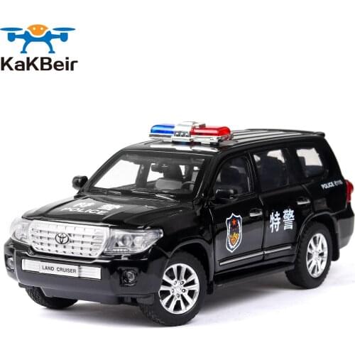 Diecast 1:24 High Simulation Toyota Land Cruiser Polices Car Alloy Vehicle Car Model Toy For Children Gifts Wheels Can Be Turned