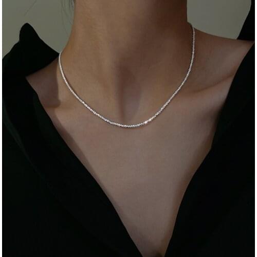 Flashbuy Hot Selling Silver Color Chain Choker Necklace for Women Male Fashion Copper Metal Necklace Minimalist Jewellery Teen