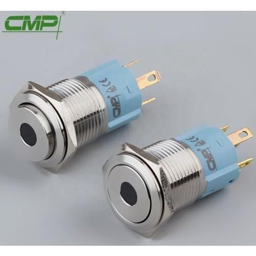 Metal Push Button Blue LED 16mm Momentary Reset Switch High Face Type Center Lighting