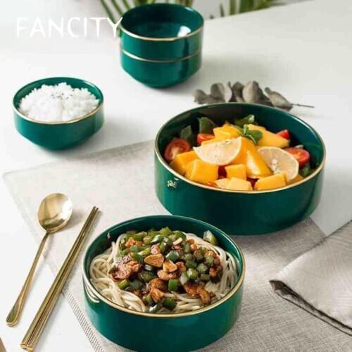 FANCITY Stylish bowls, set dishes, home ceramic noodle bowls, rice bowls