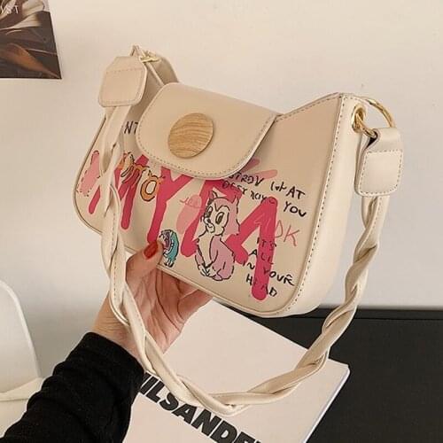 Sweet Girls Cute Cartoon Crossbody Bags for Women 2021 Summer Casual Small Shoulder Bag Ladies PU Leather Flap Clutch Purse Bags