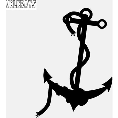 Volkrays Personality Car Sticker Boat Anchor Fisherman Captain Sailor Fishing Accessories Vinyl Decal Black/Silver,14cm*10cm