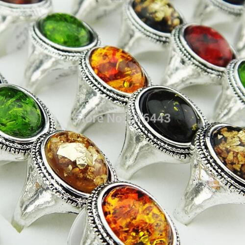 2014 New Arrival 20pcs Hot Sale Freeshipping Vintage Mix Color Amber Silver Womens Mens Rings Wholesale Jewelry Lots A-992