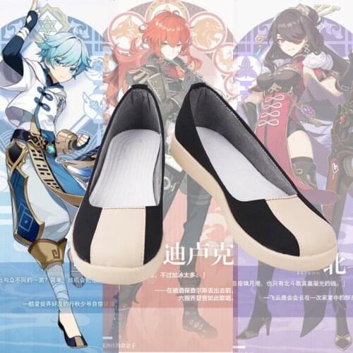 Genshin Impact Cos Shoes Synthetic Leather Chongyun Cosplay Shoes 35-46 Size Pu Leather Game Theme Game Animation Role Playing