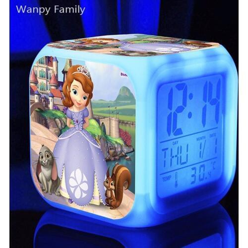 Very Nice Sofia Princess Alarm Clock For Childrens Birthday Gifts Bedside Desktop Multifunction Color Changing Alarm Clock