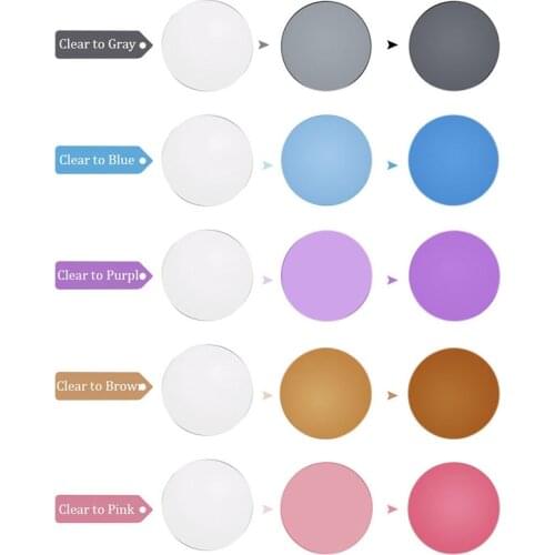 Prescription Photochromic Glasses For Myopia Women Men 1.56 Aspherical Optical Gray Brown Blue Purple Pink Sunglasses Lenses
