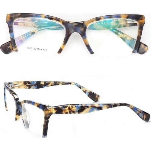 Women half rim Eyeglass Frame for women Cat eye Fashion Leopard Print Tortoise Optical Glasses Frame Red Retro Eyewear Spectacle