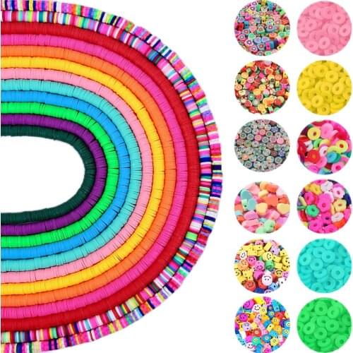 4 6 10mm Flat Round Heart Fruit Polymer Clay Beads Chip Disk Loose Handmade Boho Slice Beads For DIY Jewelry Making Bracelet