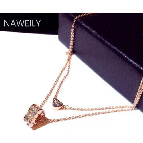Beautiful Heart Micro Paved Zircon Necklace Women High Quality Copper Plated Read Gold Choker Bijoux Female Bridal Pendant