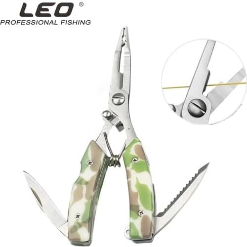 Fishing Tackle Multifunctional Stainless Steel Lure Pliers Camouflage Belt Knife Luer Pliers Opening Double Ring Trimming Lead