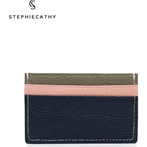 SC 2021 Women Fashion Genuine Leather Card Holder Luxury Colorful Design Mini Purse Cowhide Credit CardHolder Protection Wallet