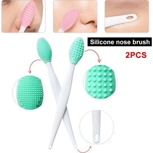 High Quality 2pcs Lip and Nose Scrub Brush Silicone Exfoliating Lip Brush Double-Sided Soft Lip Nose Exfoliator Scrubber Tool