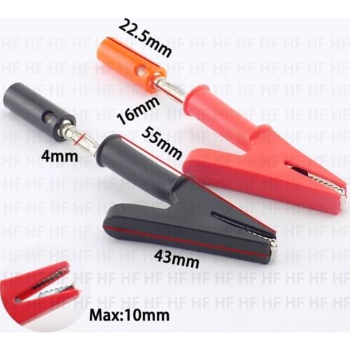 Banana Plug 4mm Connector Alligator Clip Probe Test electric Black Red Color Cable Alligator Socket Insulated DIY Crodile Clips