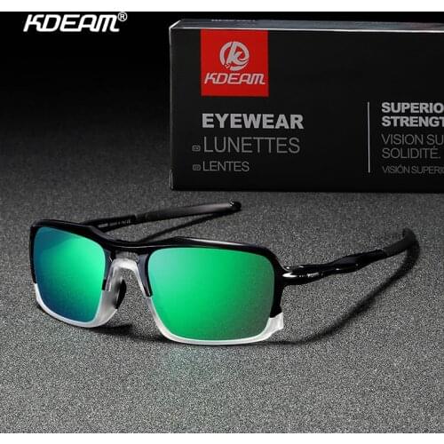 Kdeam TR90 Outdoor Polarized Sunglasses Men and Women brand Greenand Red Mirror sports Goggles Driving eyewear UV400 shades