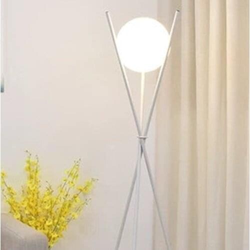 Modern Glass Ball Gold Floor Lamp Tripod Standing Lamps Metal Stand Lights for Living Room Bedroom Light Fixtures Decoration